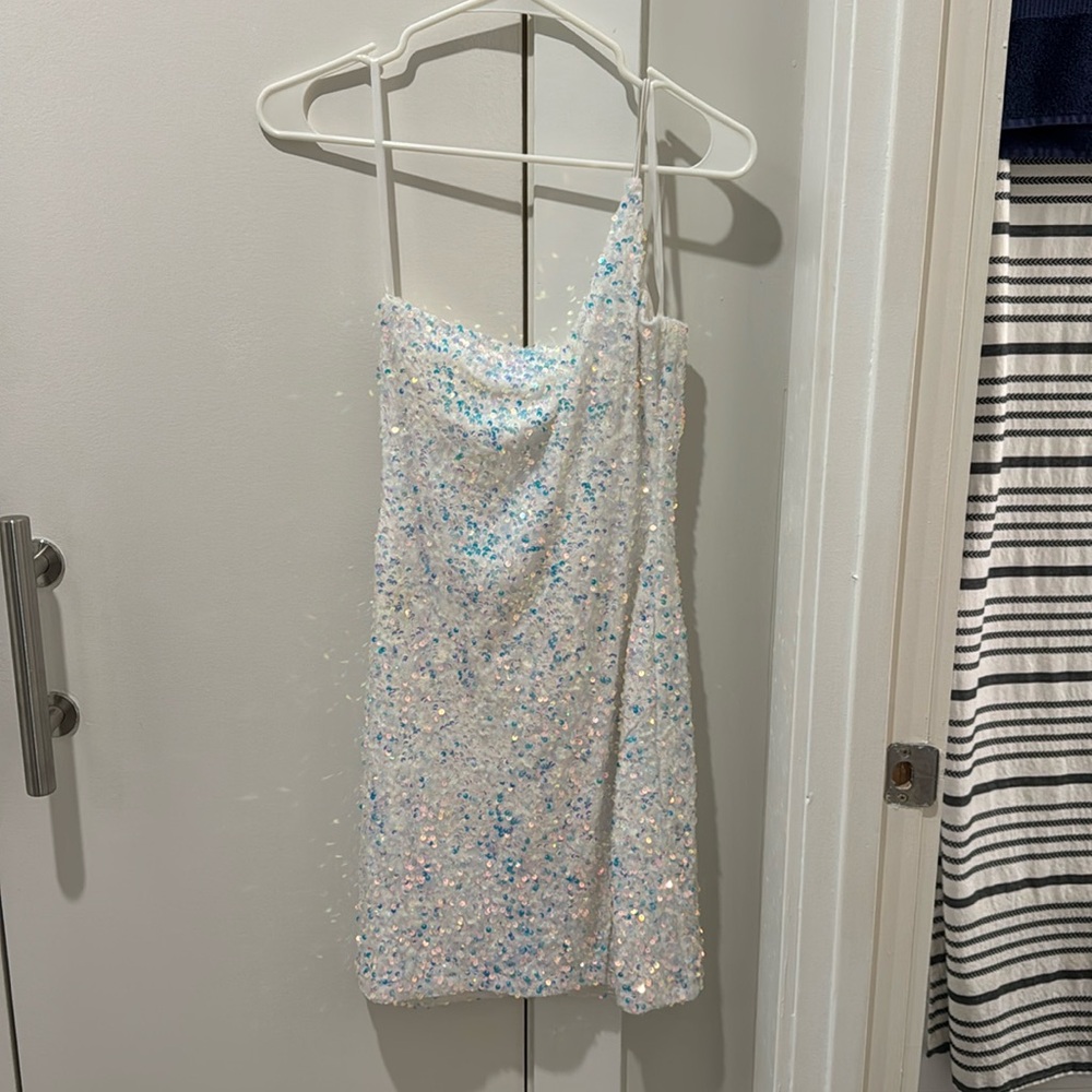 White sparkly short dress